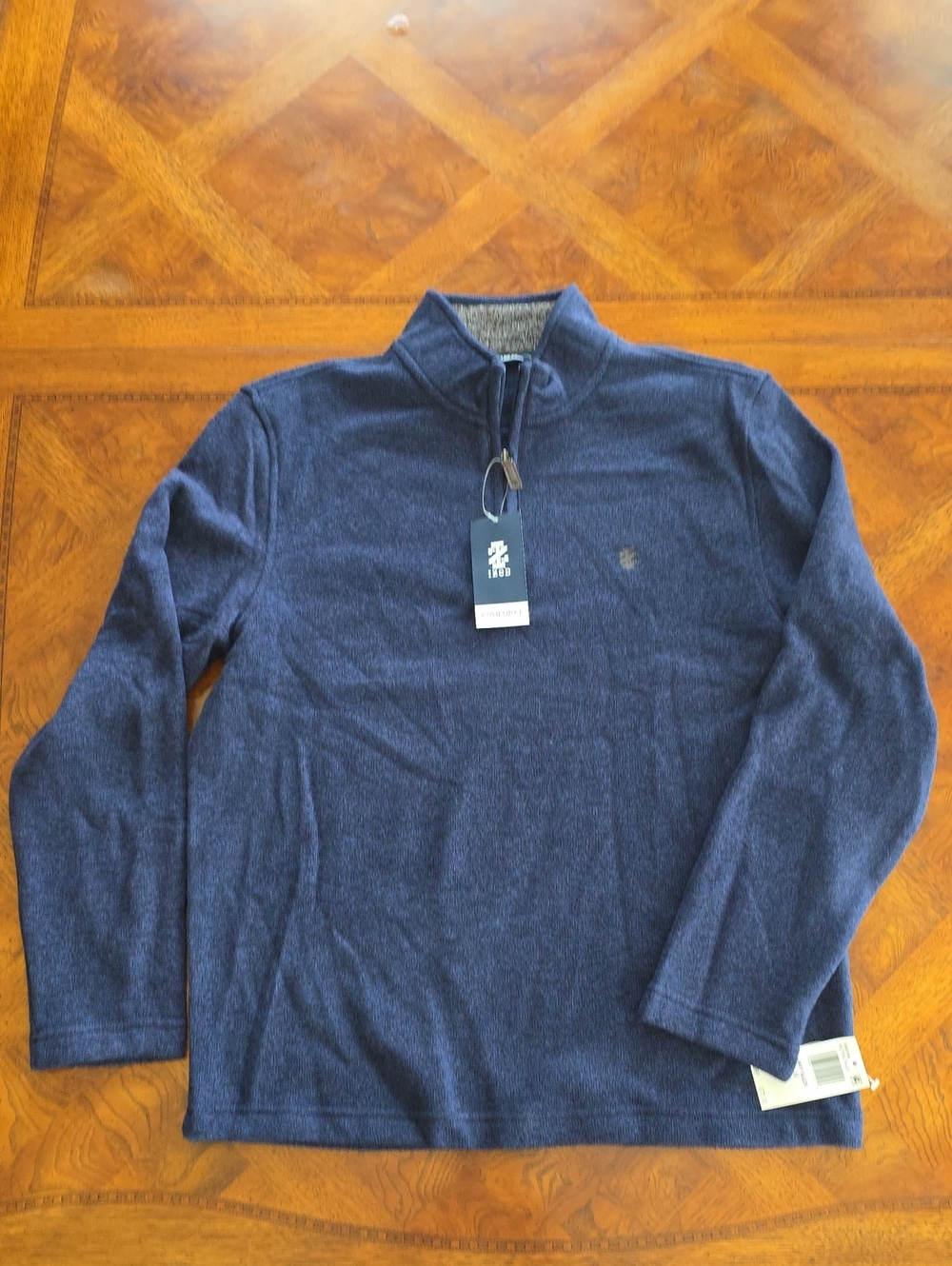 Izod Men's Thermosoft Quarter Zip Fleece Pullover Sweater Navy Blue Size M - NEW